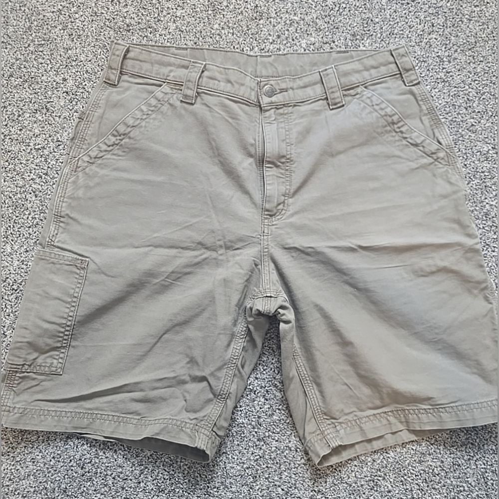 Carhartt Men's Khaki Cargo Shorts Olive Tan Utility Pockets Workwear Mens 36